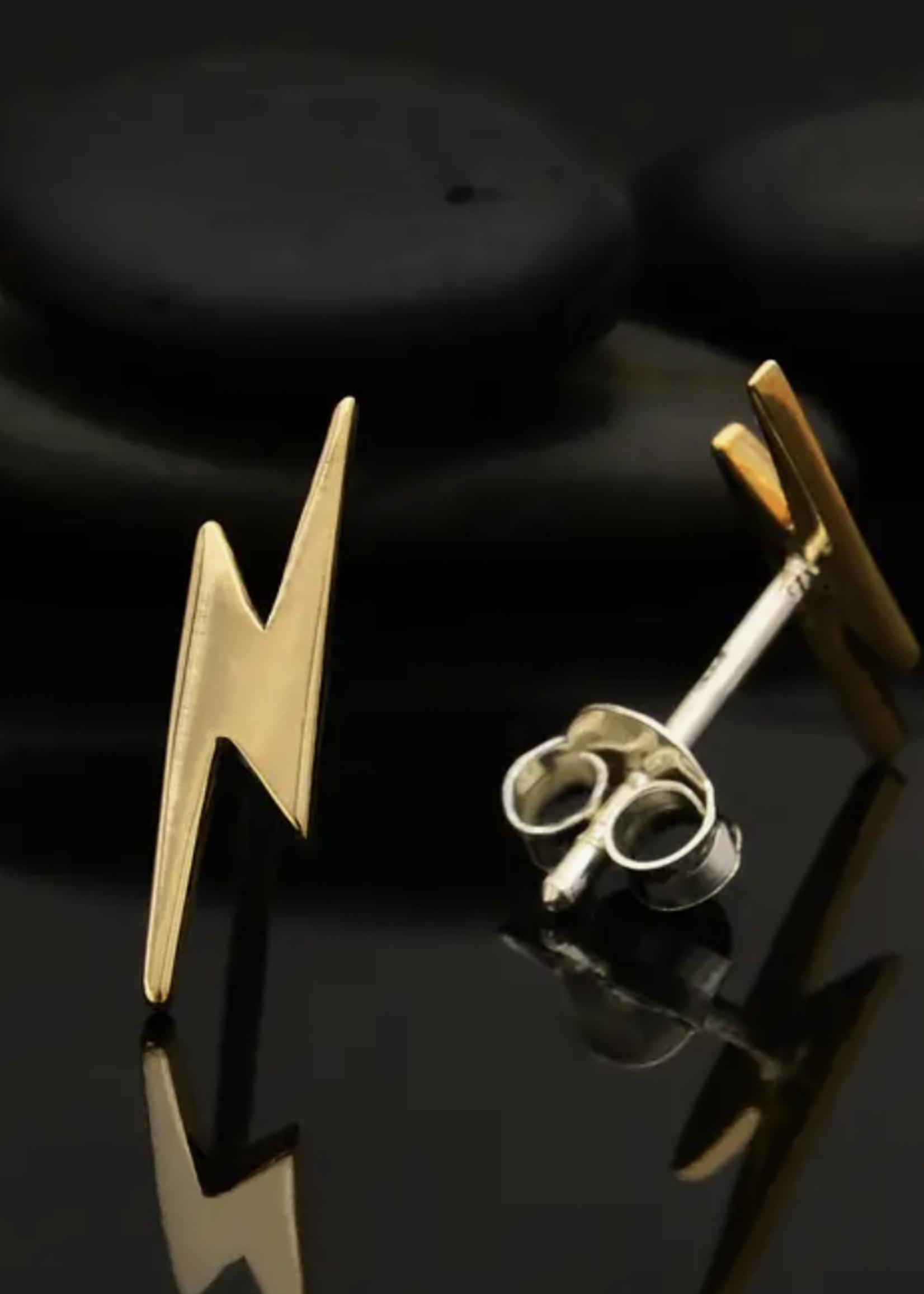 Nina Designs Bronze Lightning Bolt Post Earrings