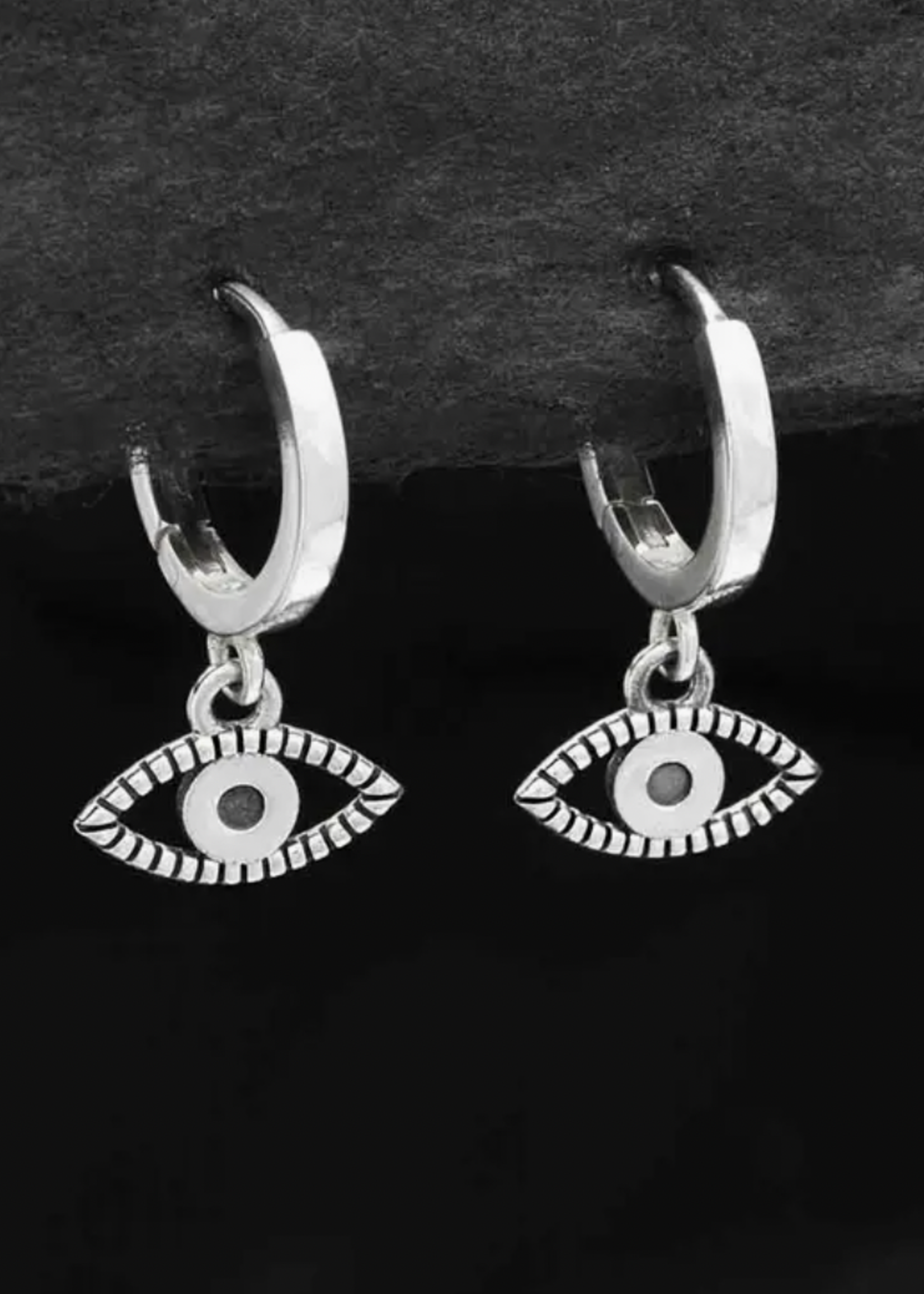 Nina Designs Silver Huggie Hoop Earring with All Seeing Eye