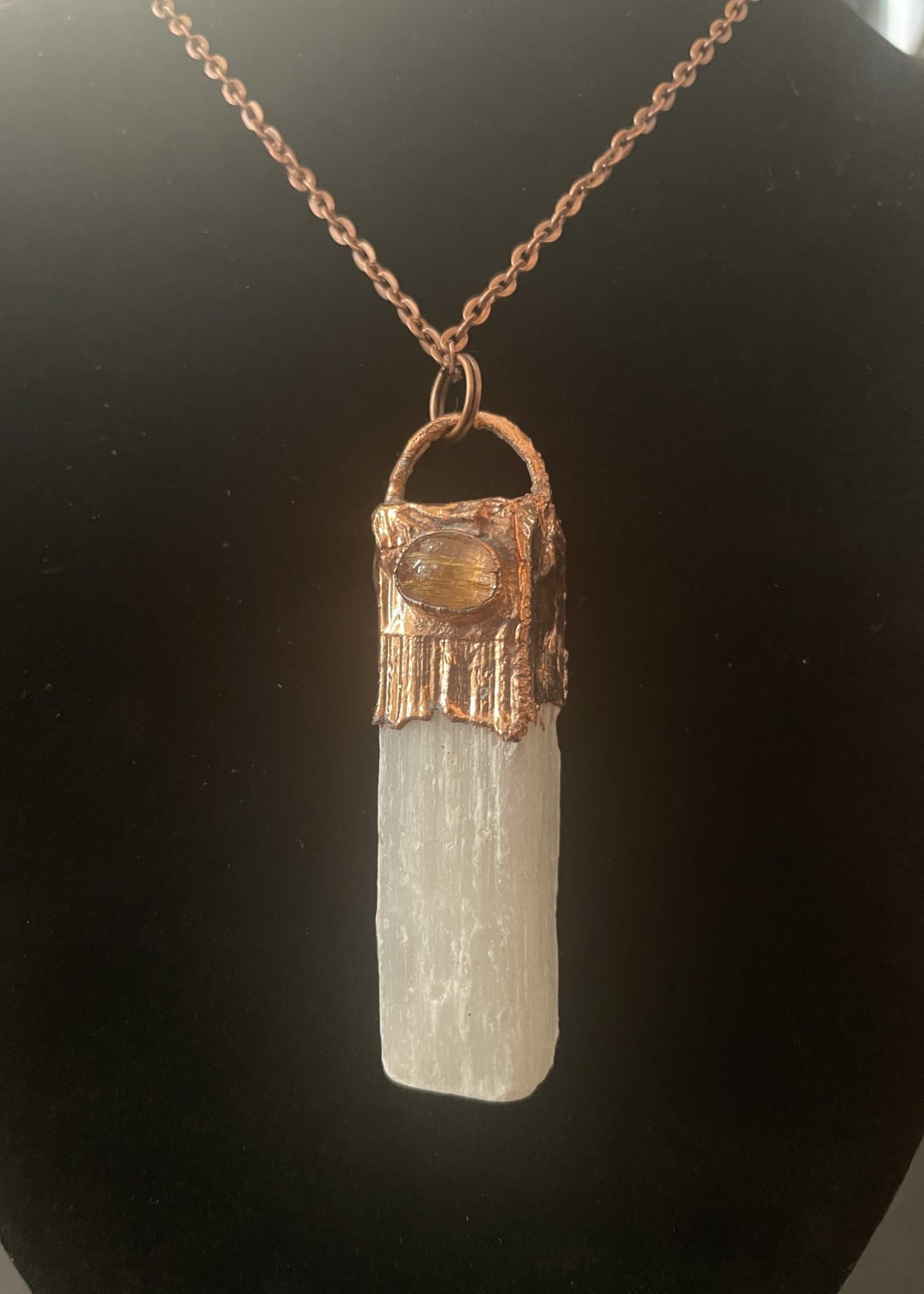 Gail Scherer Copper Rutile and Selenite Necklace
