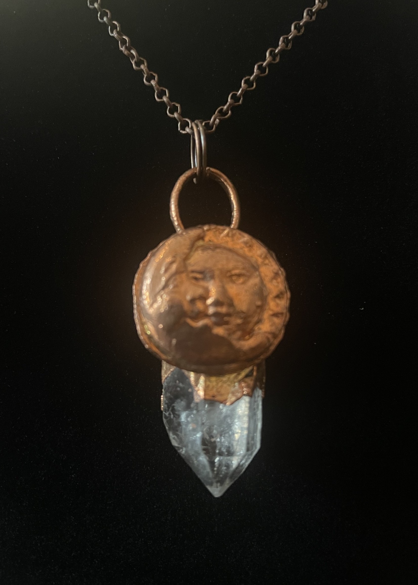 Gail Scherer Copper Moon and Sun Quartz Necklace