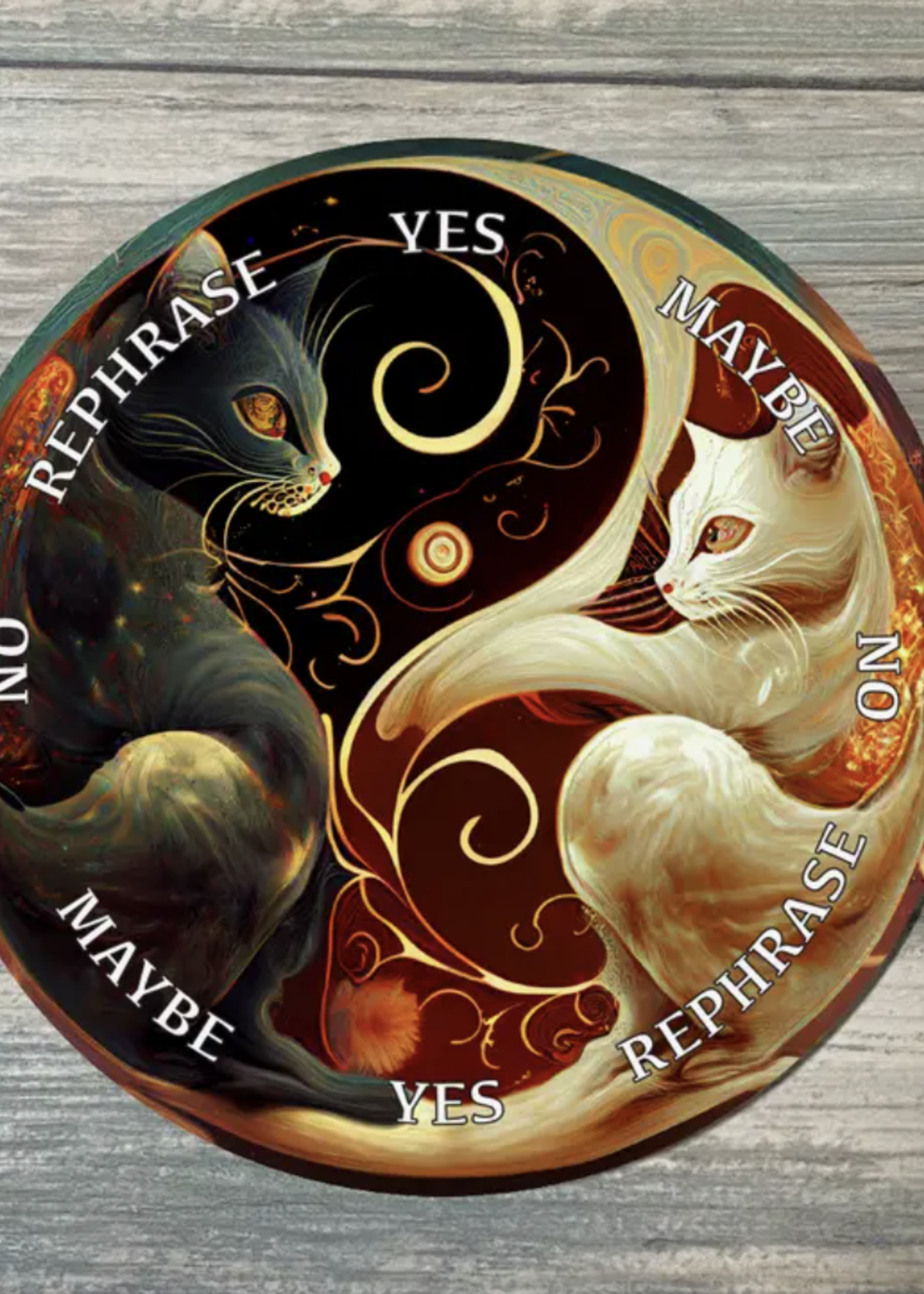 Flora and Nirvana Yin Yang Cats Pendulum Board 6 Inch