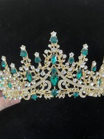 Gold with Green Crystal Rhinestones Crown