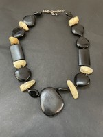 Yellow Opal and Black Agate Necklace