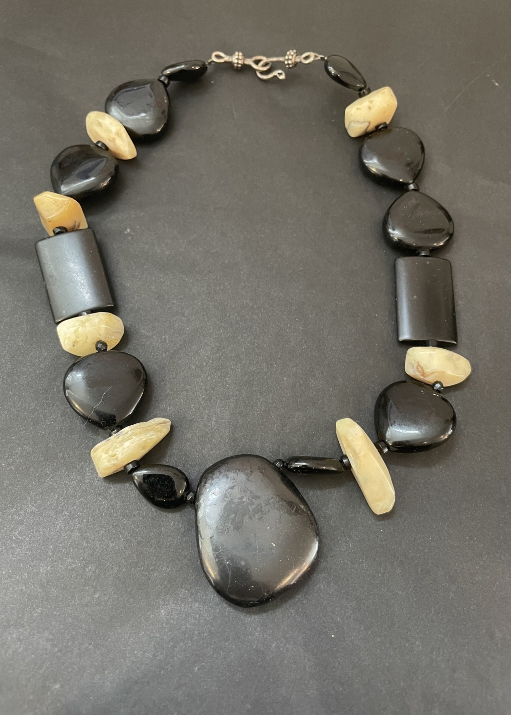 Yellow Opal and Black Agate Necklace