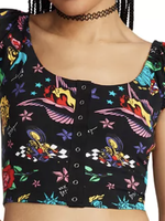 Betsey Johnson Tattoo Collection: Snap Front Top - Small