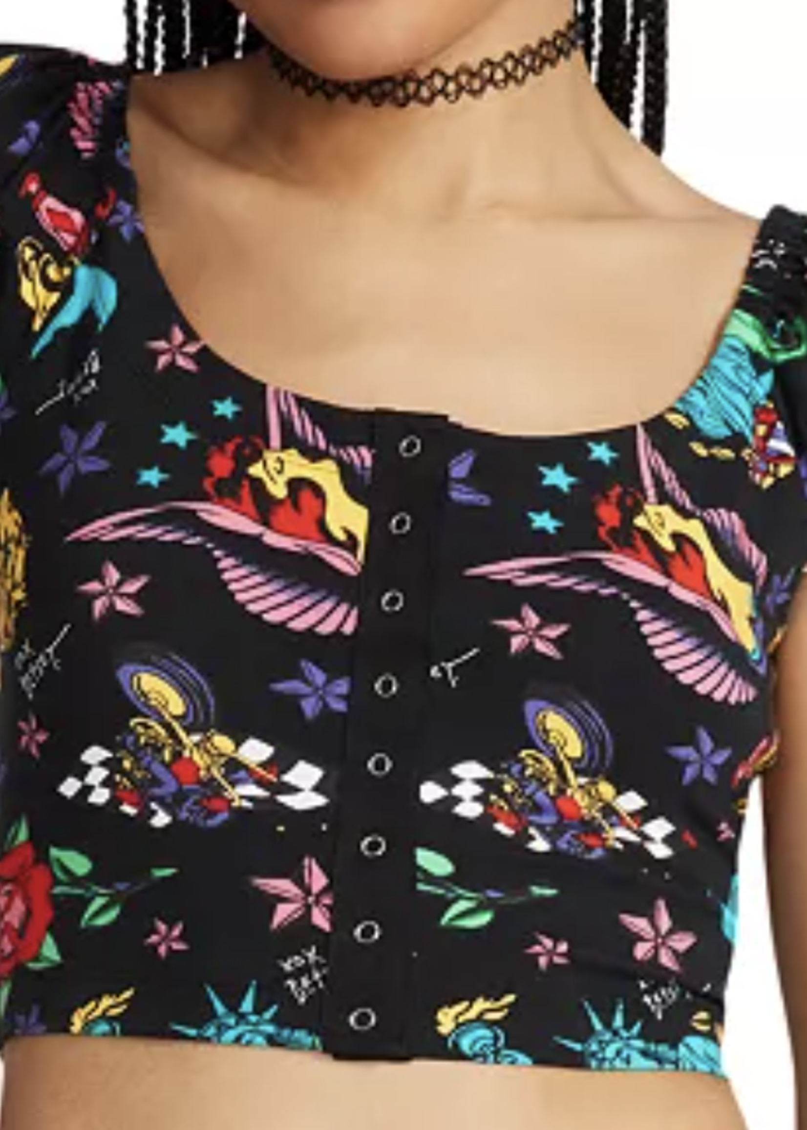 Betsey Johnson Tattoo Collection: Snap Front Top - Small