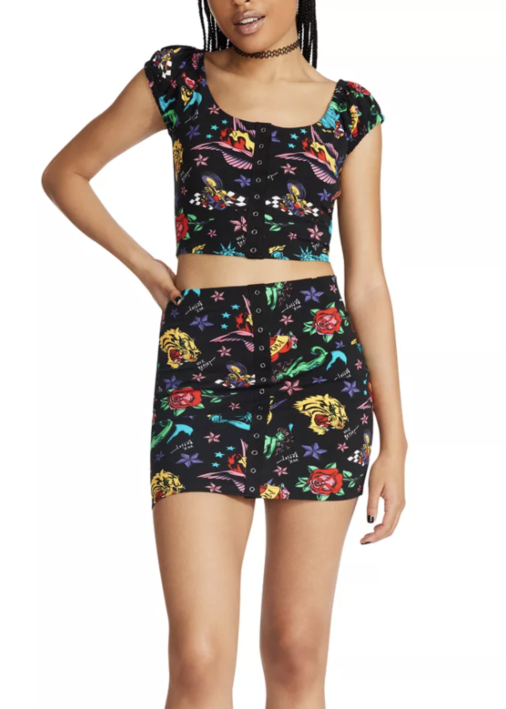 Betsey Johnson Tattoo Collection: Snap Front Top - Small