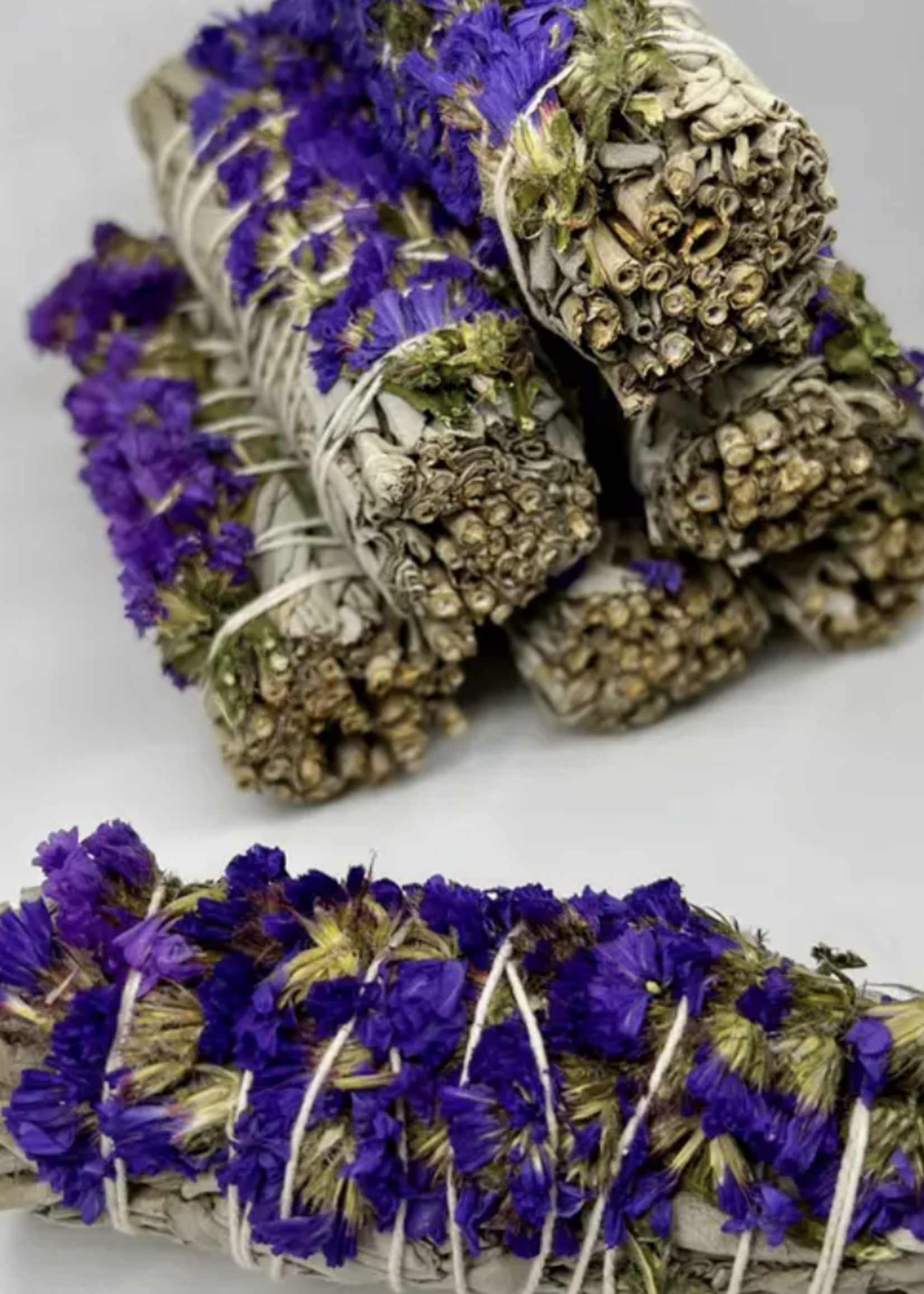 Faiza Naturals Purple Sinuata Flower with White Sage Bundle