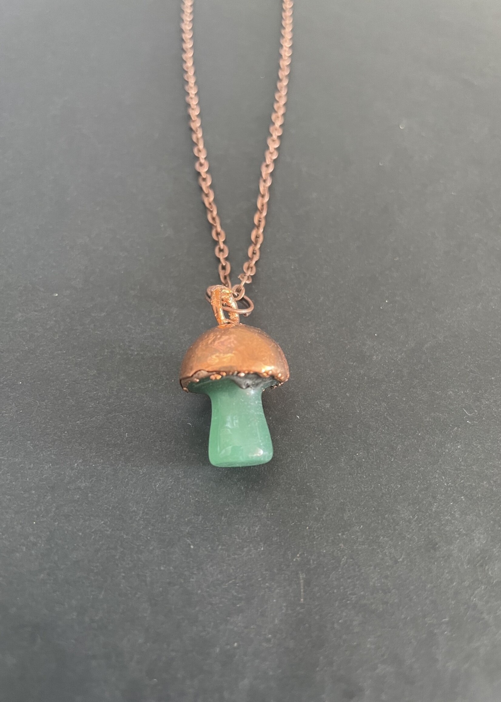 Gail Scherer Copper Mushroom Necklace with Green Onyx