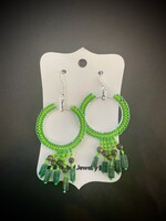 Gail Scherer Jade and Green Onyx Beaded Earrings - Sterling