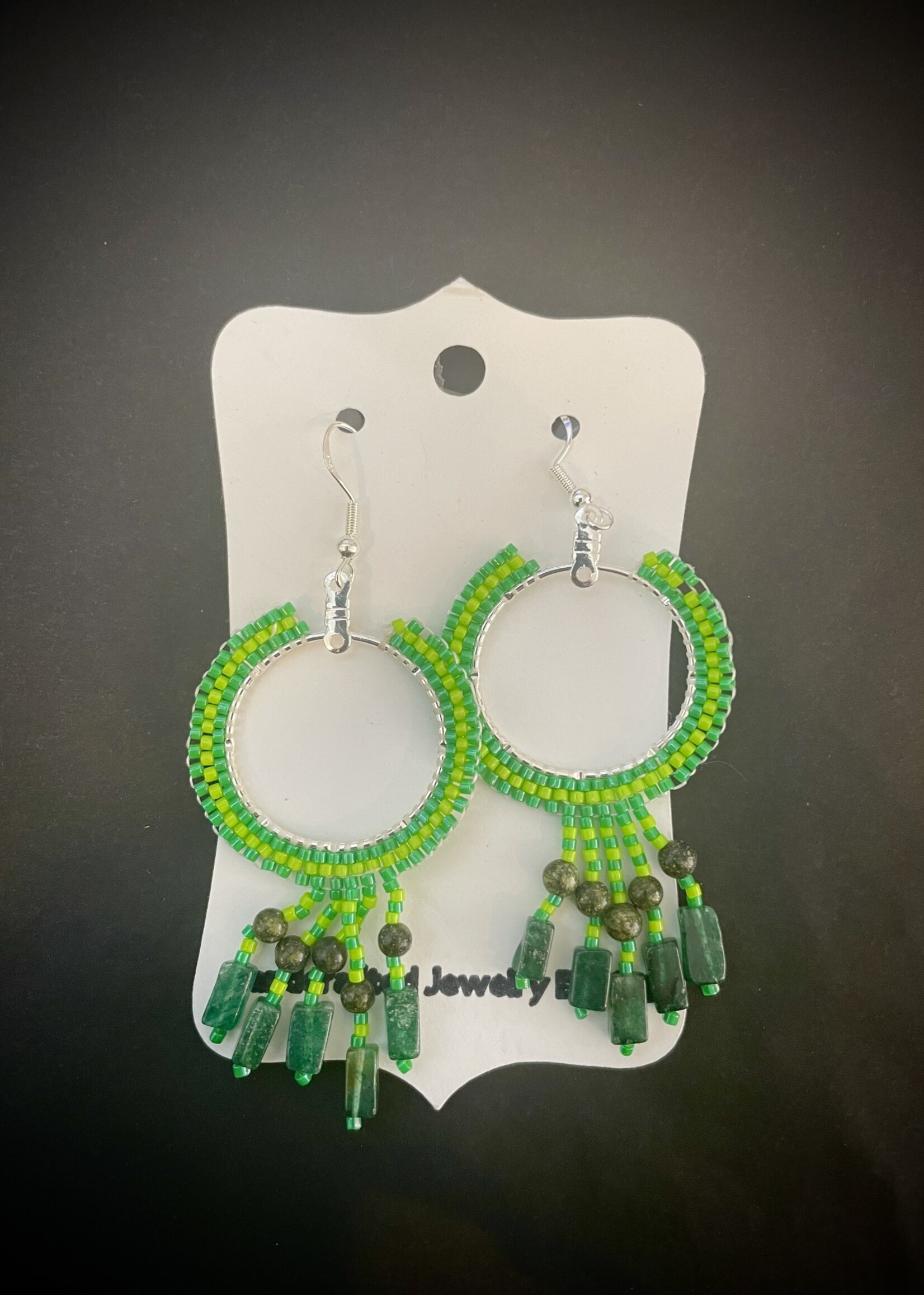 Gail Scherer Jade and Green Onyx Beaded Earrings - Sterling