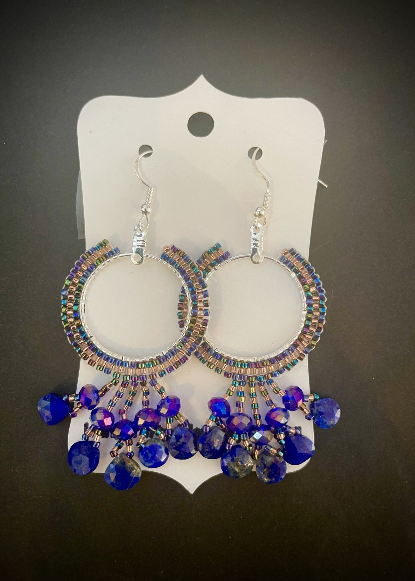 Gail Scherer Lapis Beaded Earrings - Sterling