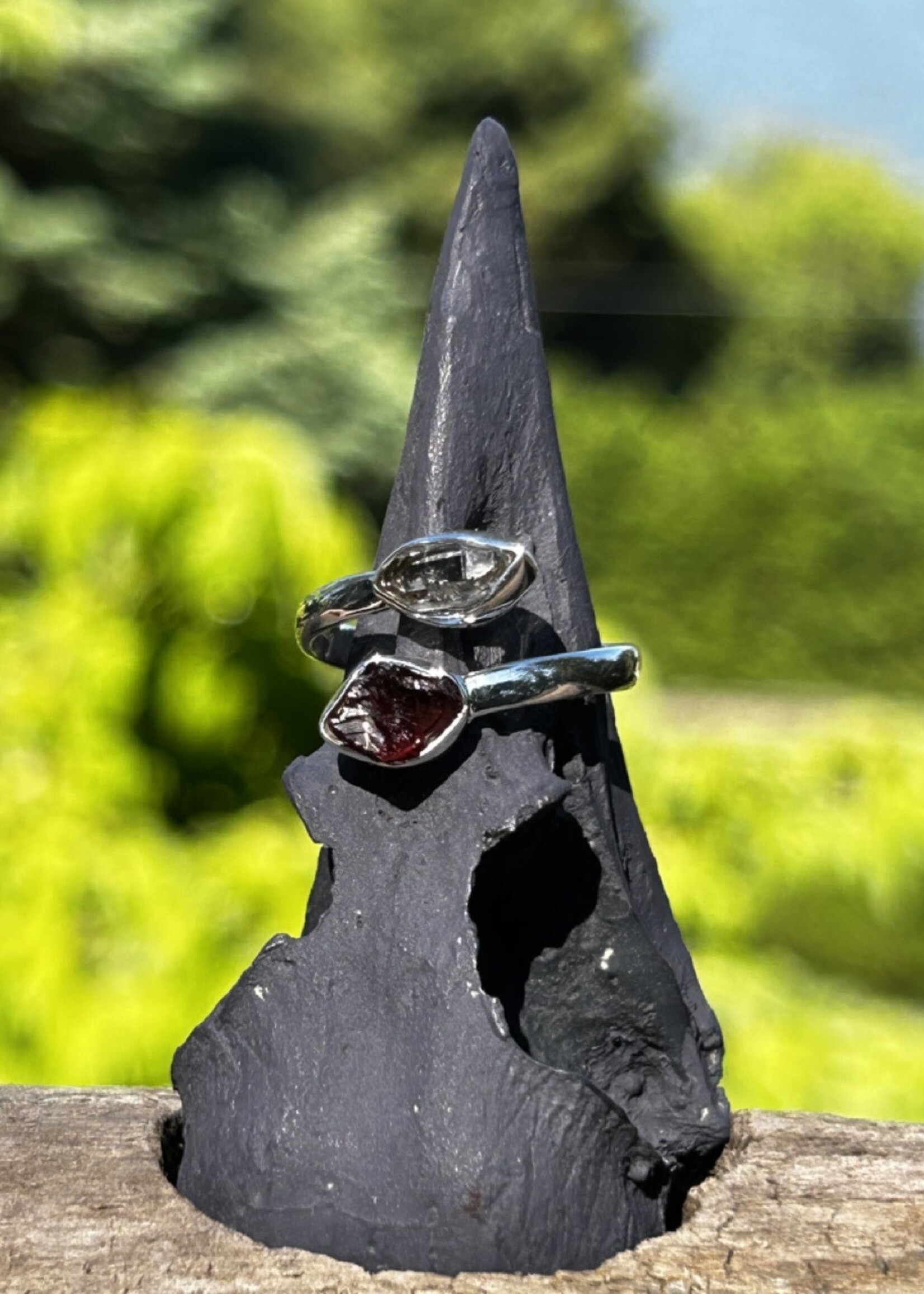 Nugent Garnet & Herkimer Sterling -Adjustable 9