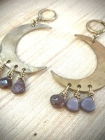 KStires Designs Brass Chocolate Crescent Moonstone Earrings