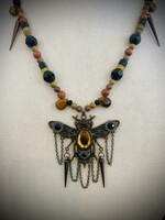 Moon VVitch Iron Bee Necklace w/ Citrine, Goldstone, & Tigers Eyes