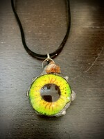Gail Scherer Double Sided Glass Reptilian Eye w/ Citrine Necklace