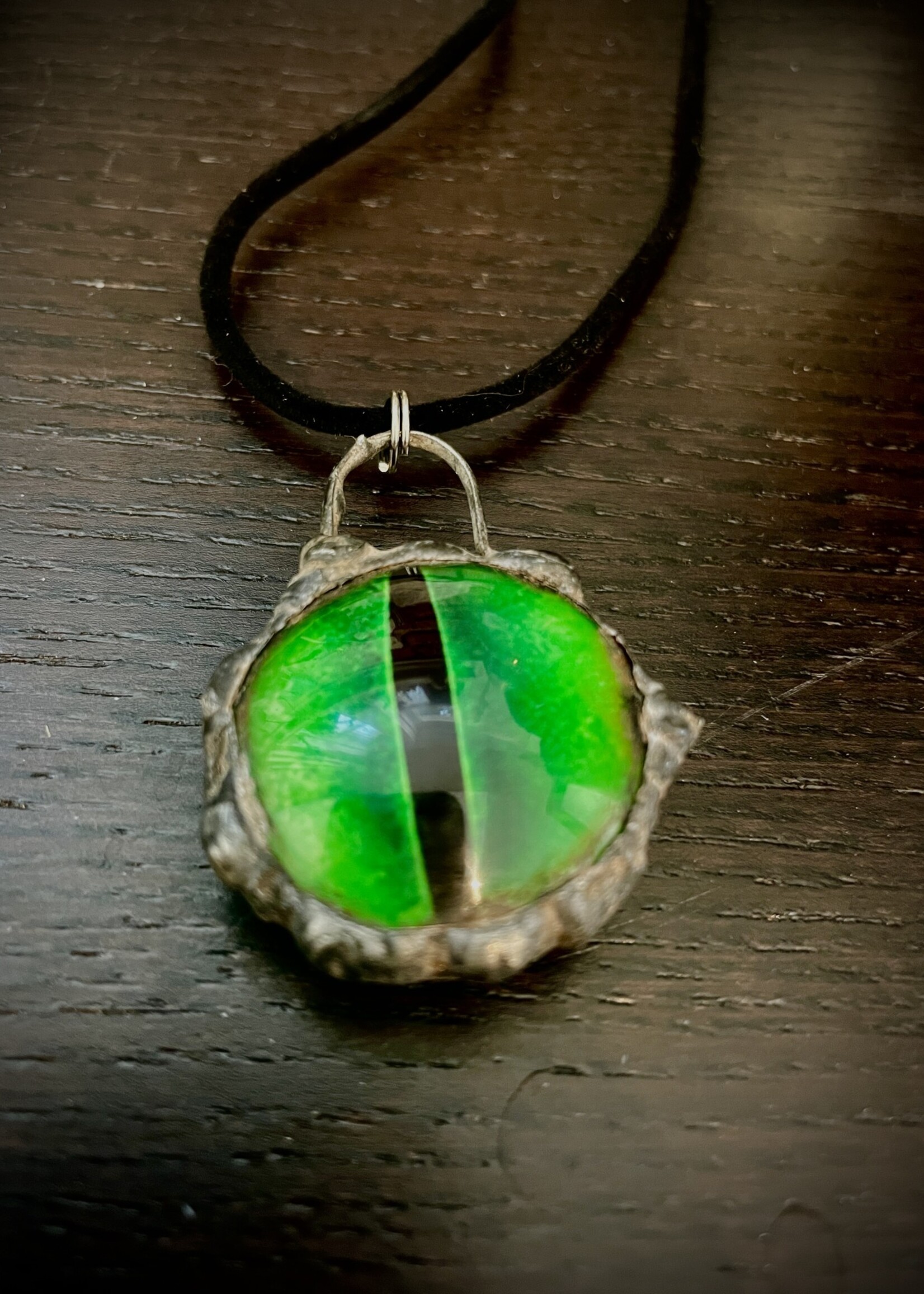 Gail Scherer Double Sided Glass Dragon Eye Necklace - 1