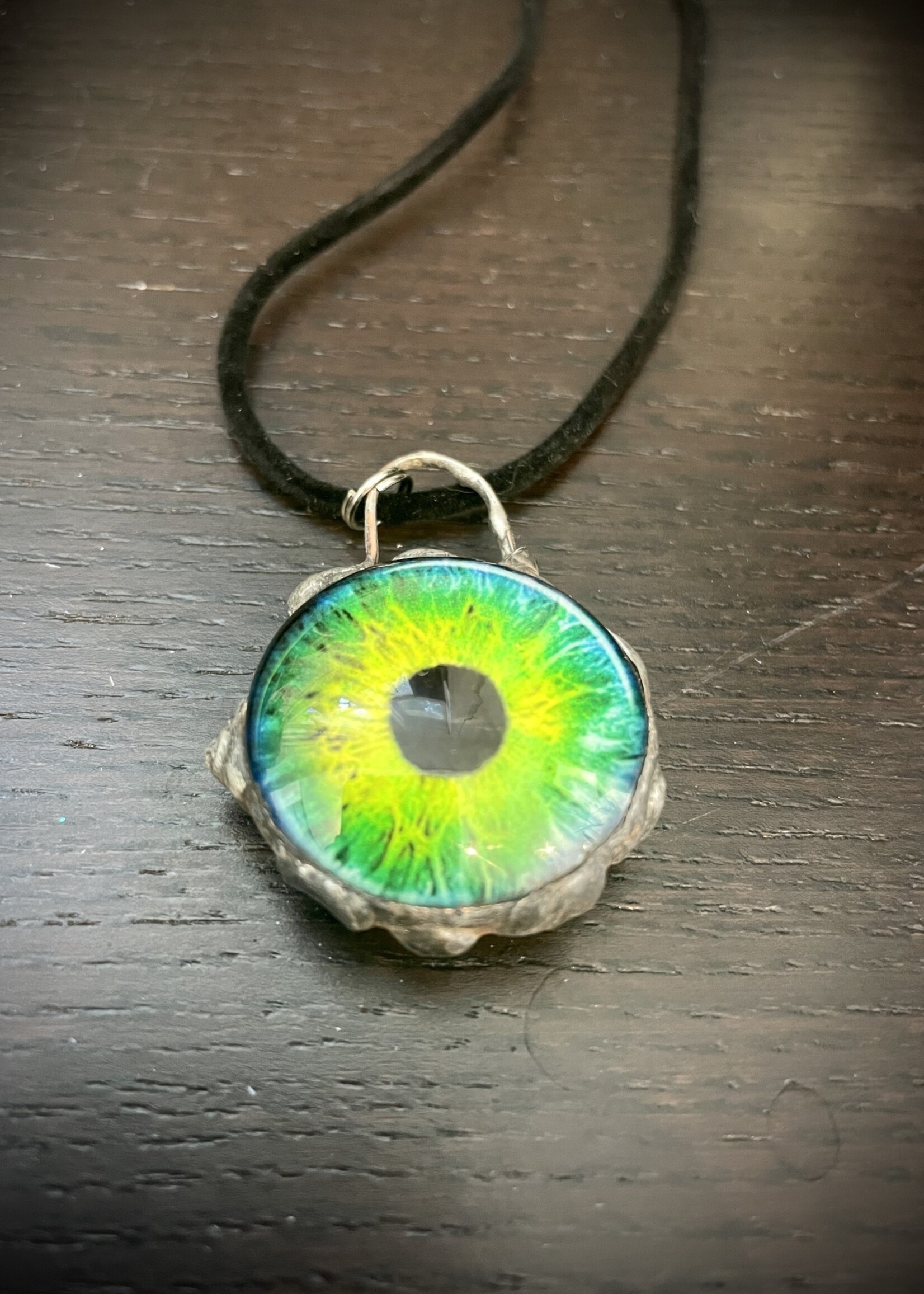 Gail Scherer Double Sided Glass Dragon Eye Necklace - 1