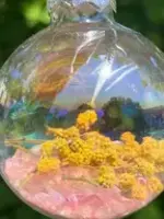 Modern Druid Glass Christmas Balls with Gemstones and Flowers Assorted