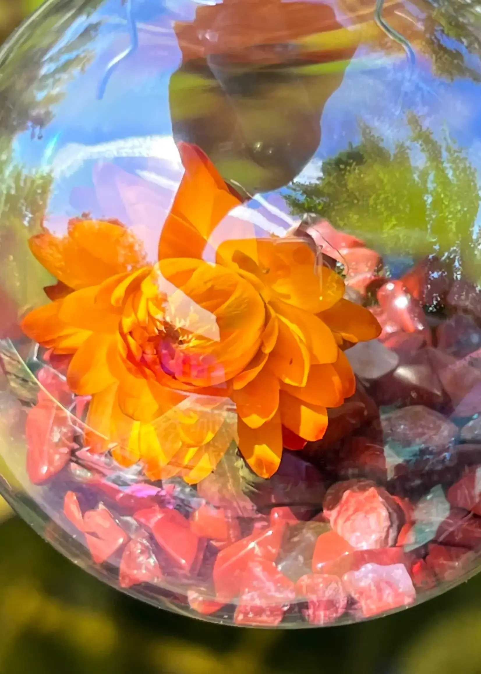 Modern Druid Glass Christmas Balls with Gemstones and Flowers