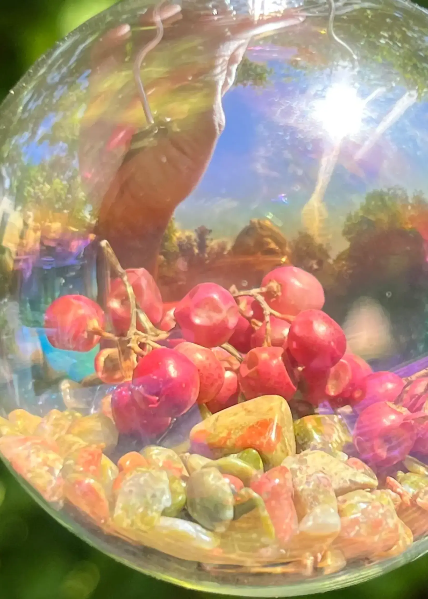 Modern Druid Glass Christmas Balls with Gemstones and Flowers