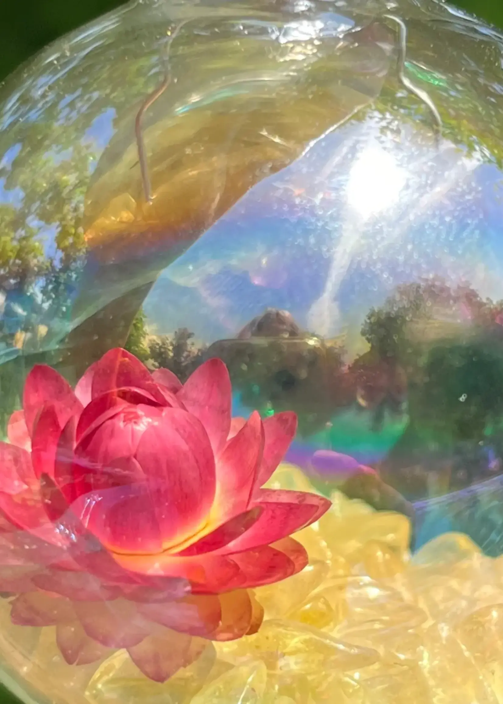 Modern Druid Glass Christmas Balls with Gemstones and Flowers