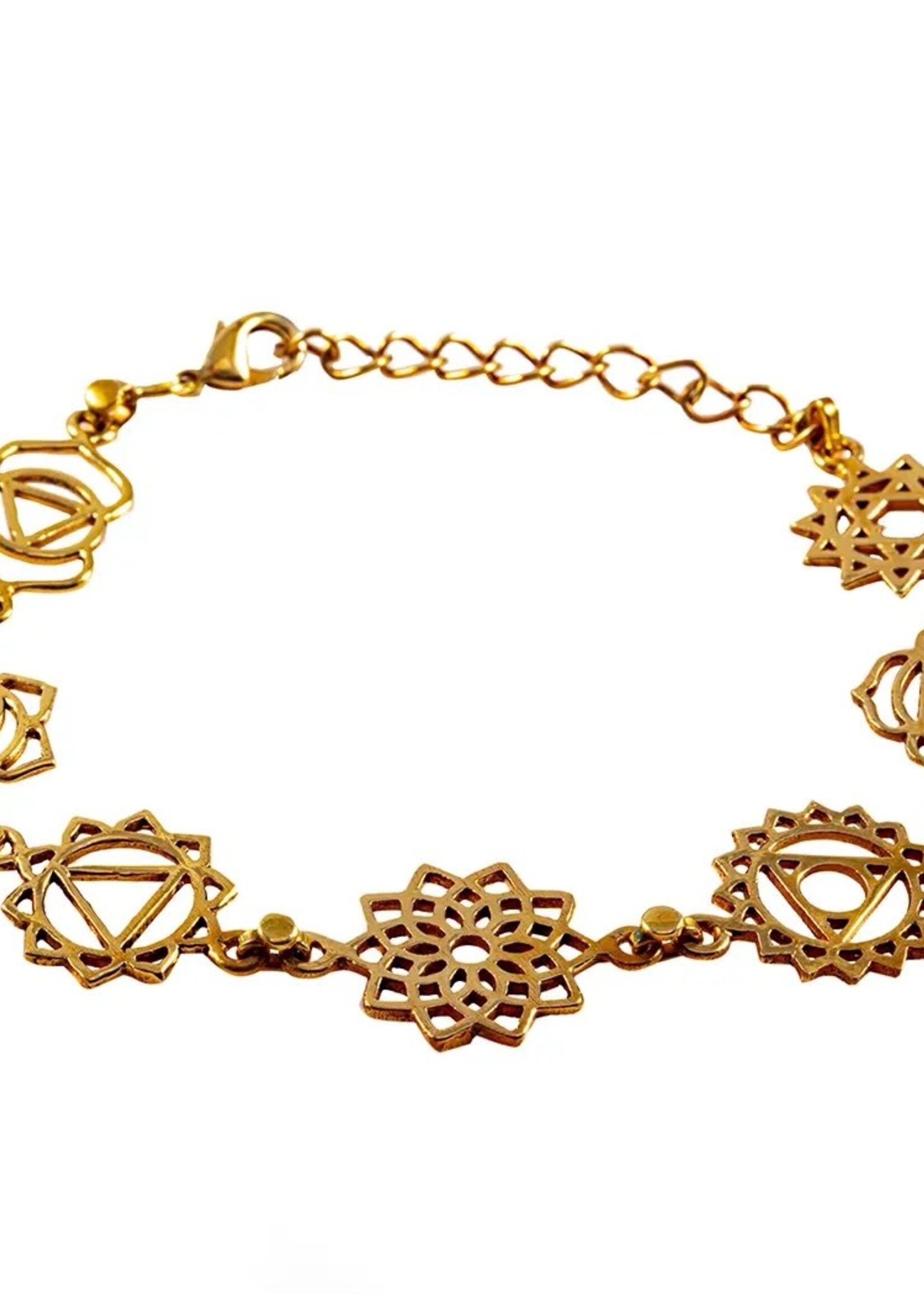 Saraswati Imports Chakra Symbols Brass Bracelet