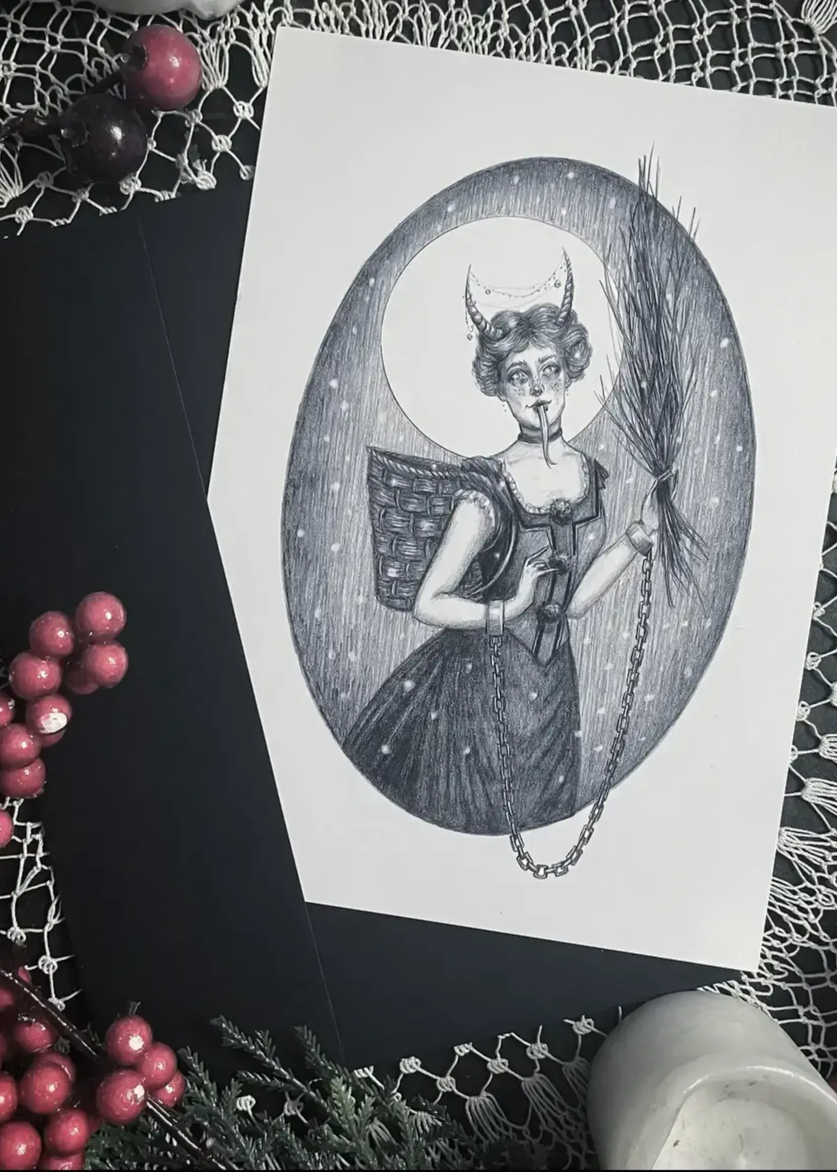 Caitlin McCarthy Art Lady Krampus Holiday Card