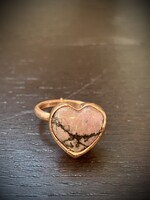 Gail Scherer Heart Copper Ring with Rhodochrosite Sz 8