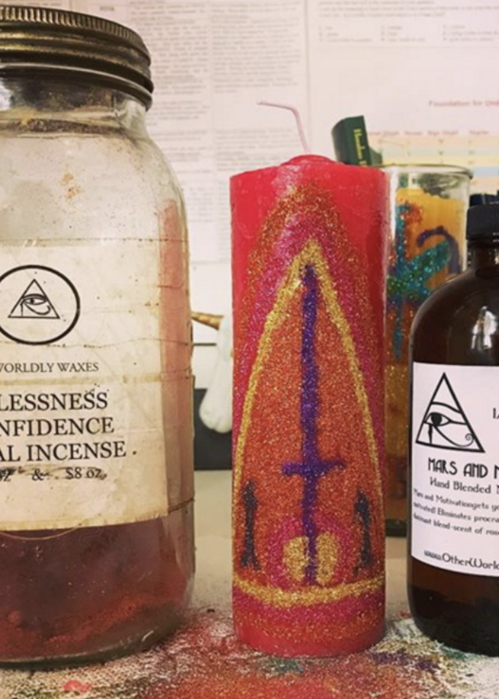 Other Worldy Waxes Eliminate Fear & Insecurities Magick Candle