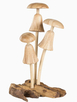 Benjamin International Three Carved Driftwood Mushrooms