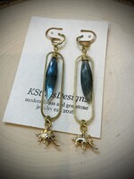 KStires Designs Brass Labradorite Dino Earrings