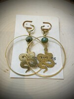 KStires Designs Brass Peruvian Opal Snake Hoop Earrings