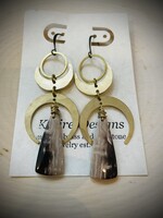 KStires Designs Brass Palm Root Stone Crescent Moon Earrings