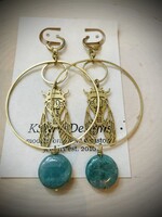 KStires Designs Brass Green Jasper Cicada Earrings