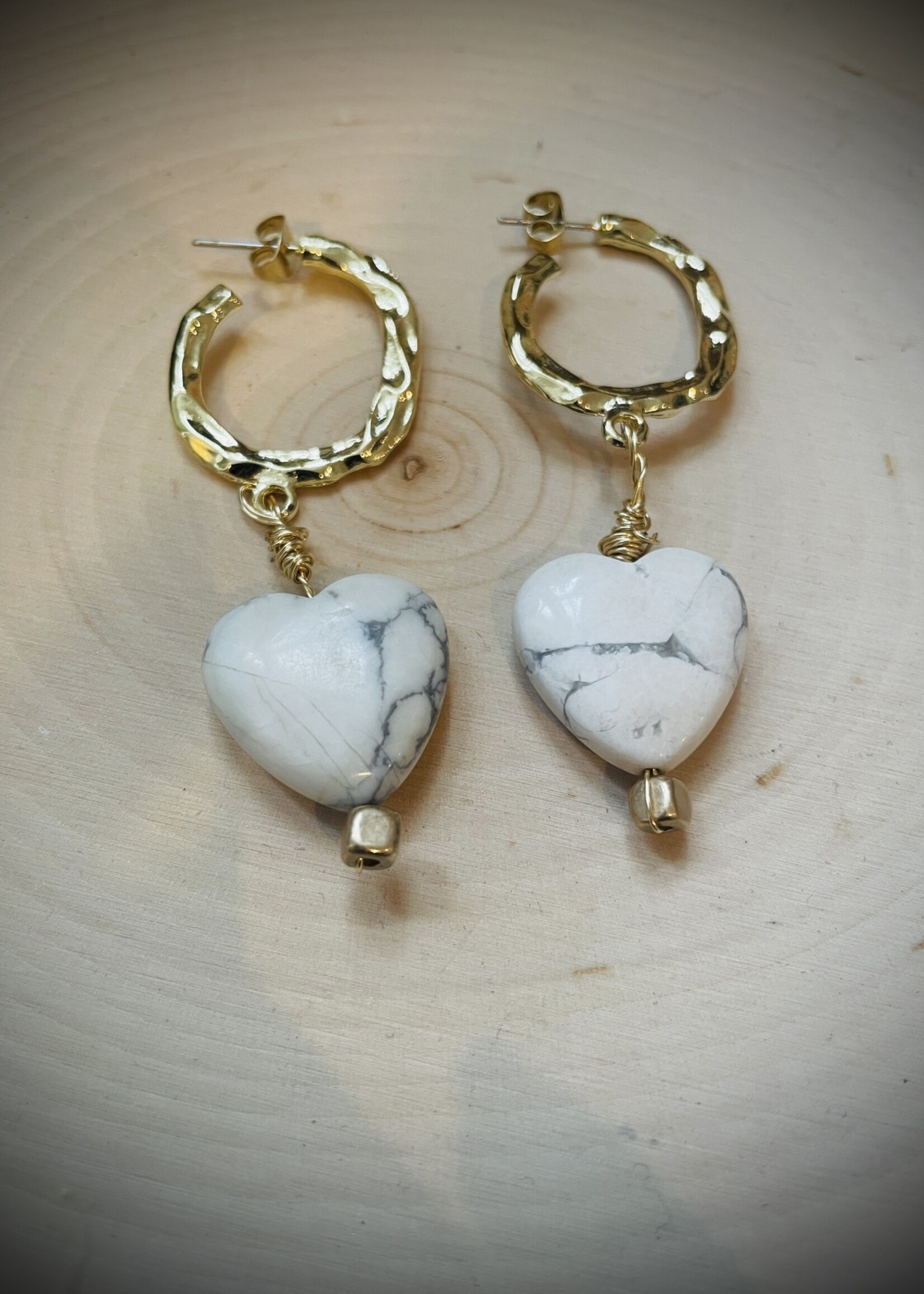 Emily Smith Howlite Heart Earrings