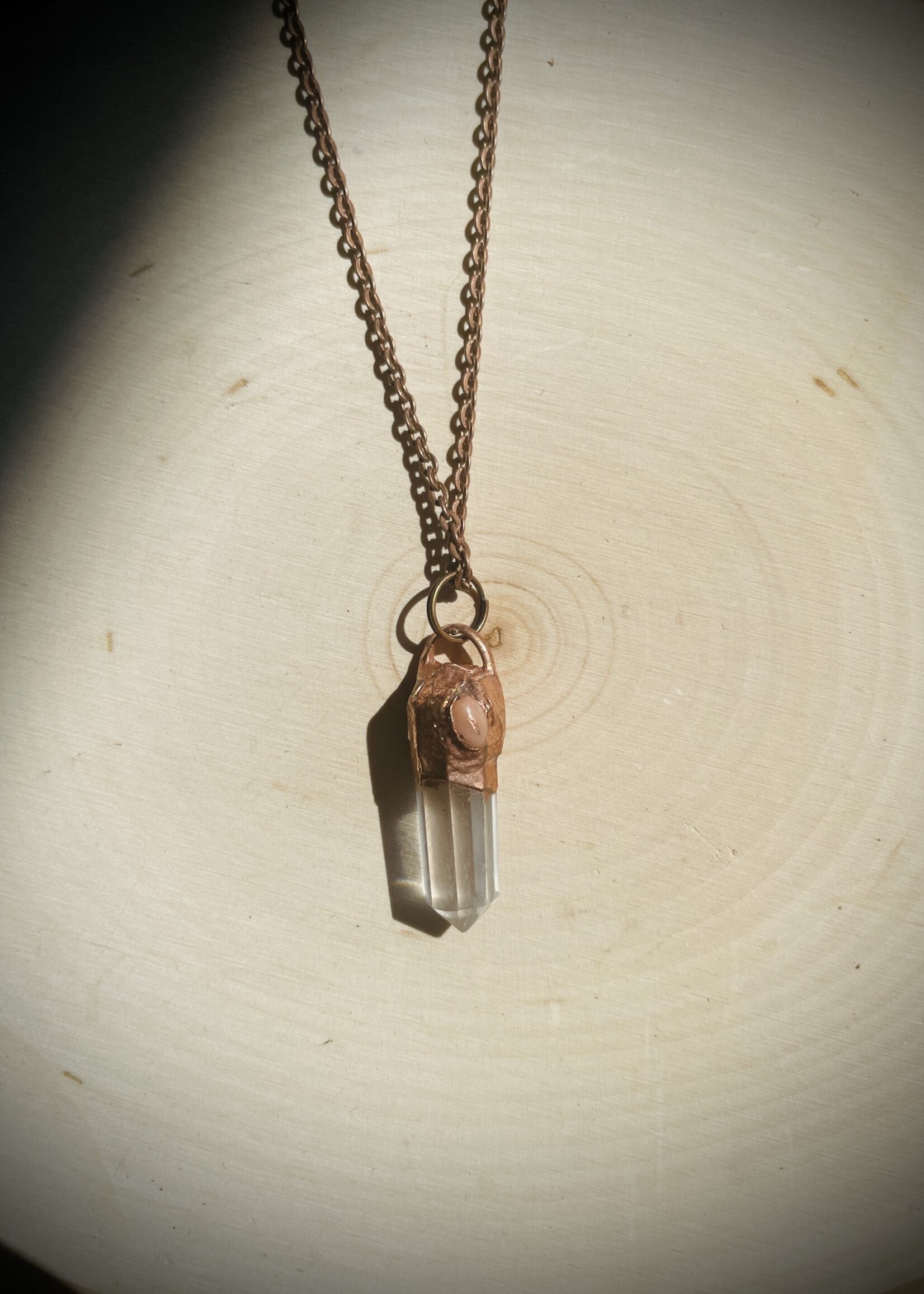Gail Scherer Small Quartz and Moonstone Copper Necklace