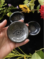 Keven Craft Ritual Grey Sgraffito Black / Grey Evil Eye Mini Offering Dishes