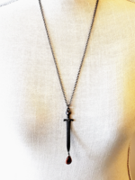 Merging Metals Doubled Edged Sword Necklace - Red Jasper