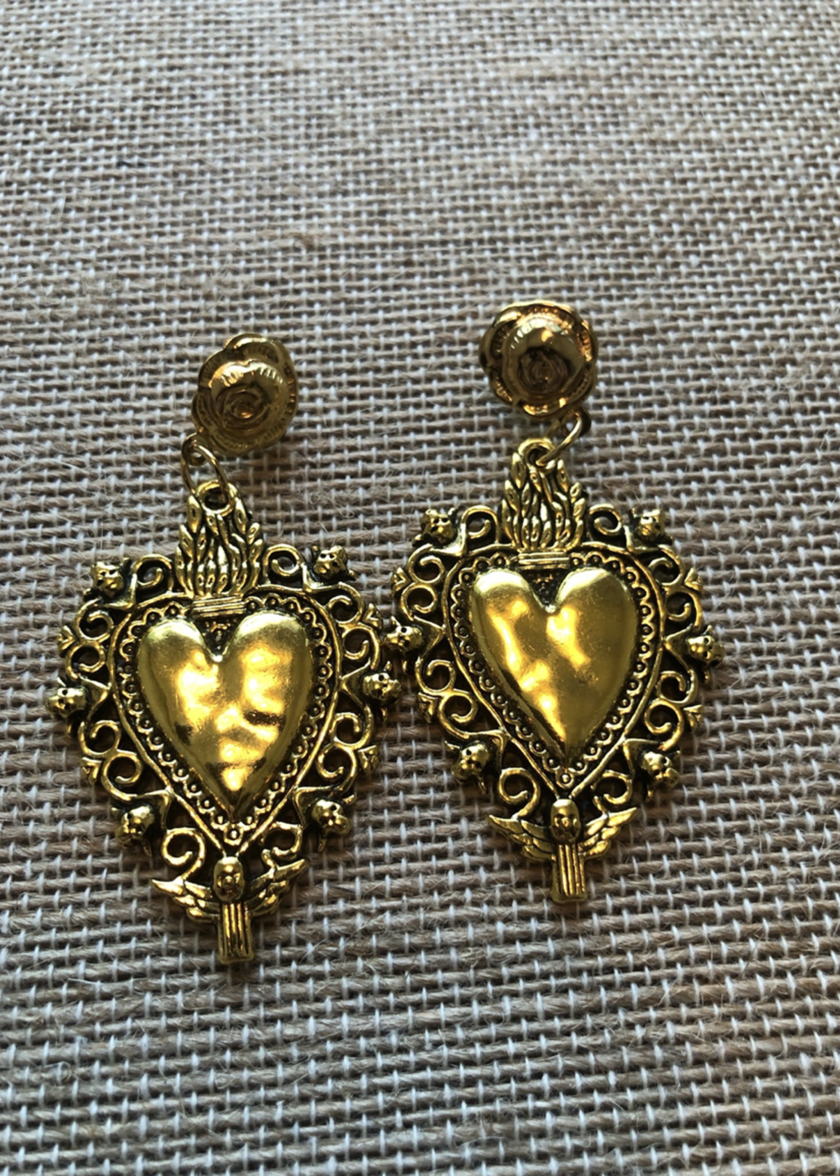 Weapon Of Choice NOLA STREGA: Innocente Heart Earrings - Gold