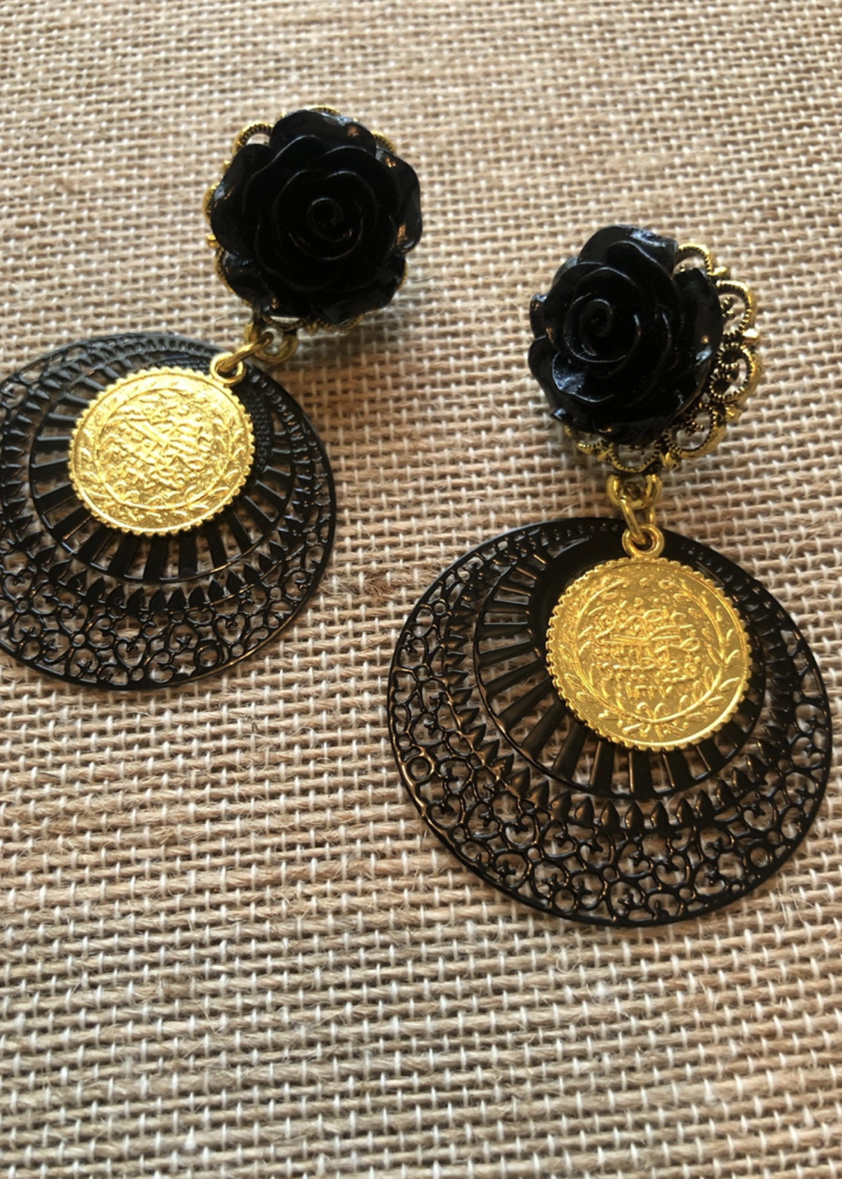 Weapon Of Choice NOLA STREGA: Taormina Rose Earrings - Black