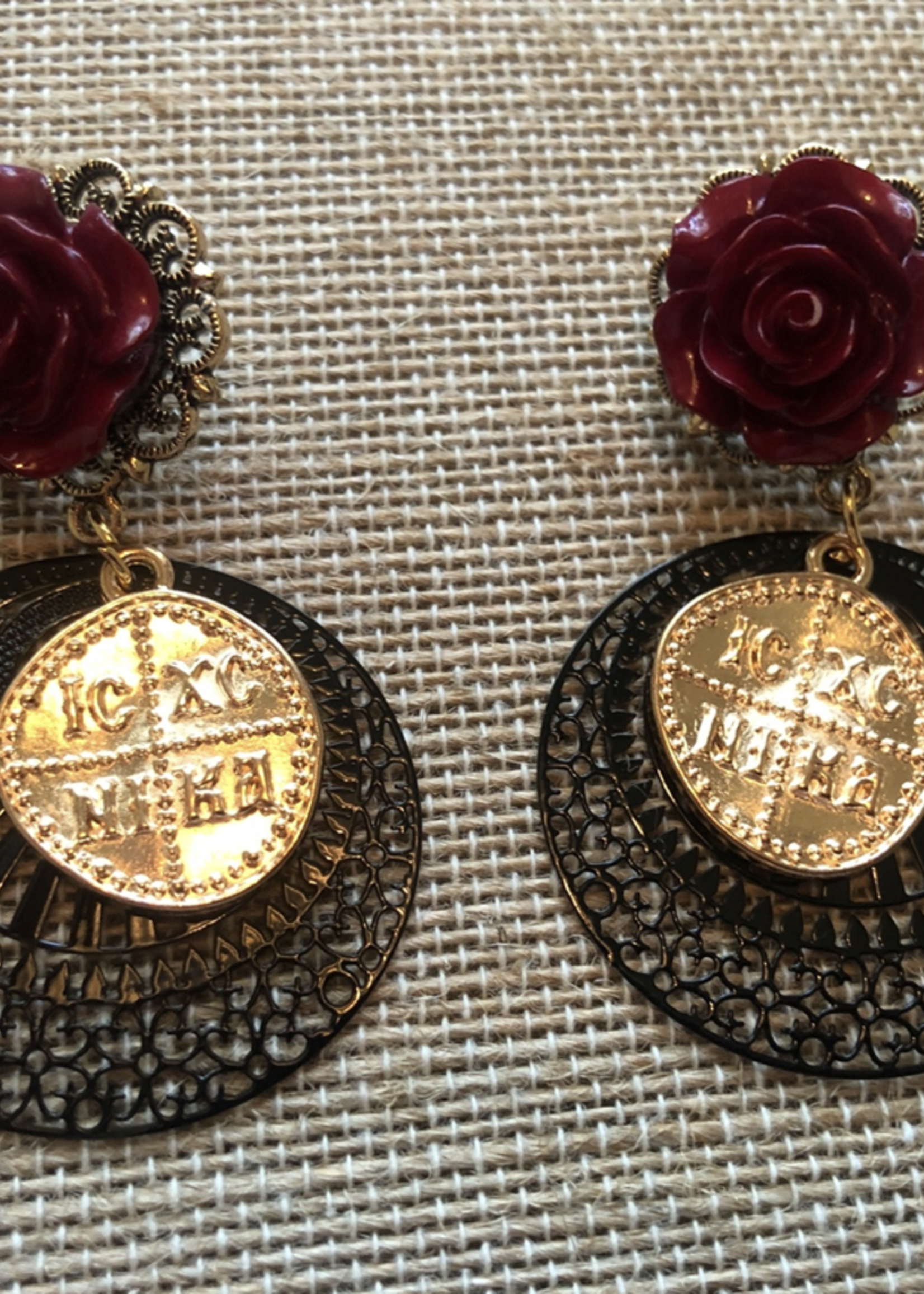 Weapon Of Choice NOLA STREGA: Taormina Rose Earrings - Burgundy