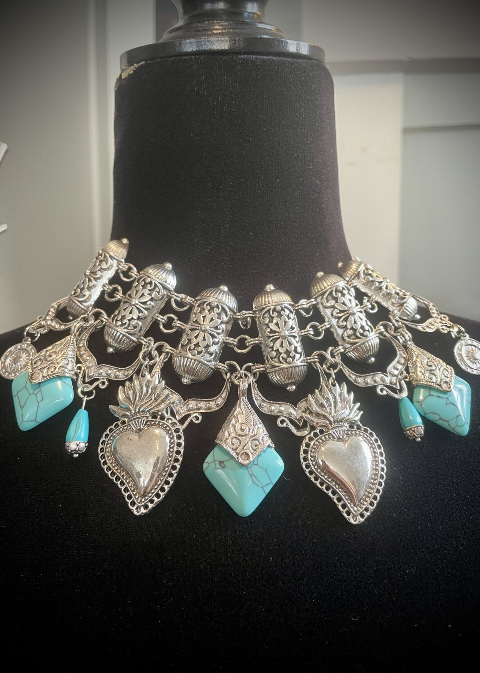 Weapon Of Choice NOLA STREGA: Cannoli Necklace - Sacred Heart/Silver