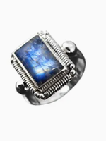 Saraswati Imports Electric Rainbow Moonstone Sterling Ring