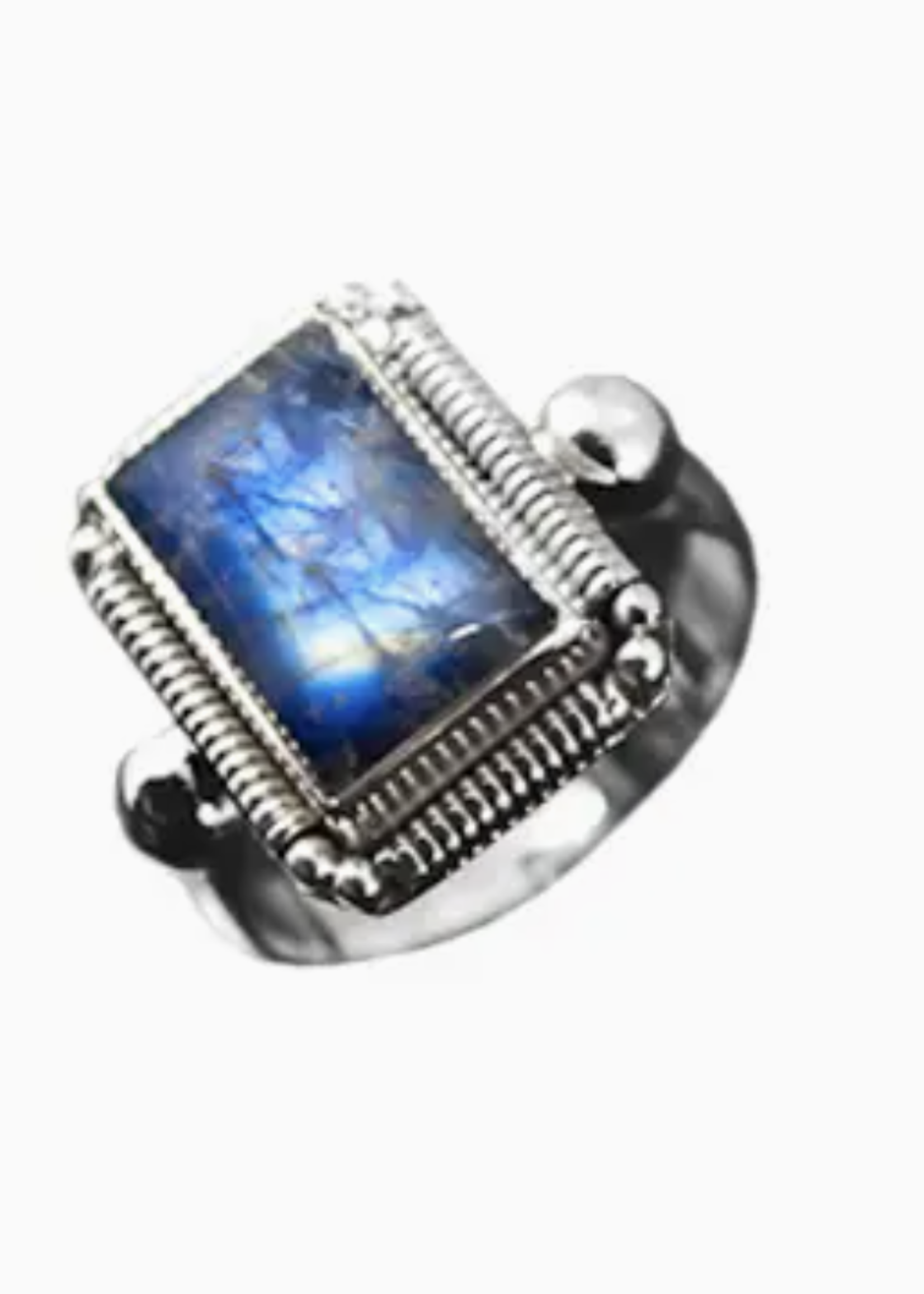 Saraswati Imports Electric Rainbow Moonstone Sterling Ring
