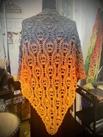 Cherry Girl Crafts Orange and Black Crocheted Skull Shawl
