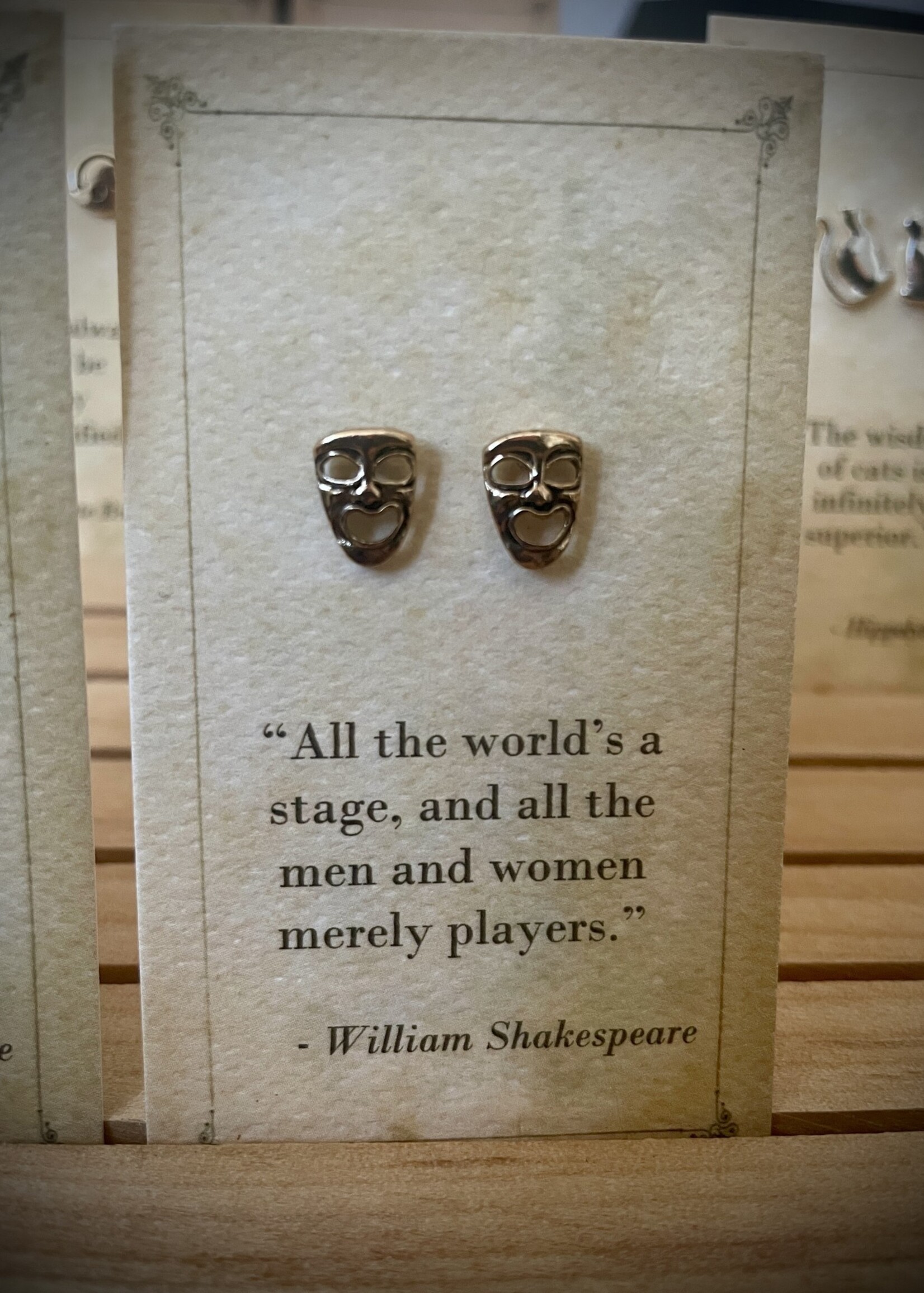 ZAD Literary Quoter Muse Mask Post Earrings