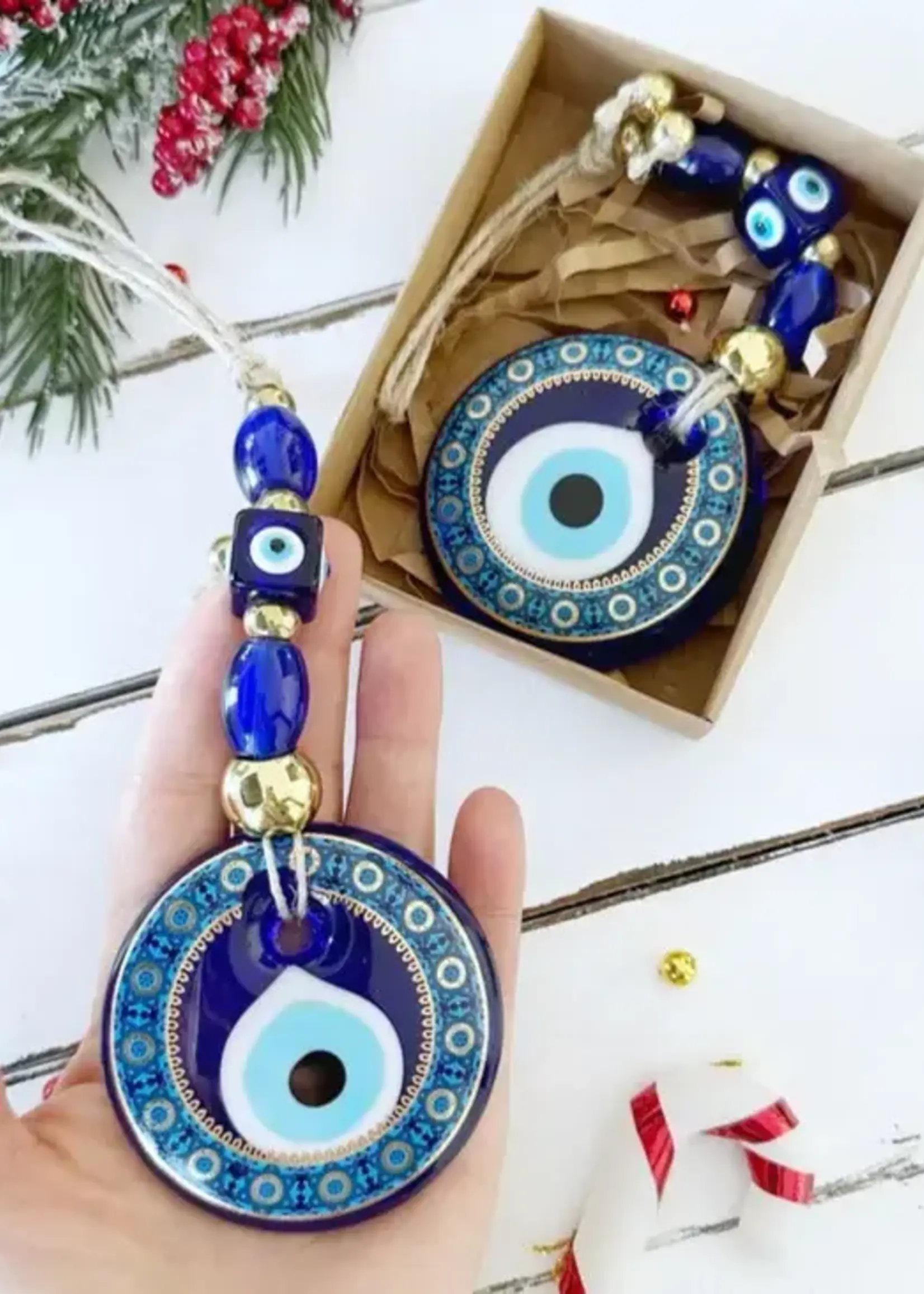 Evil Eye Glass and Bead Evil Eye Wall Hanging
