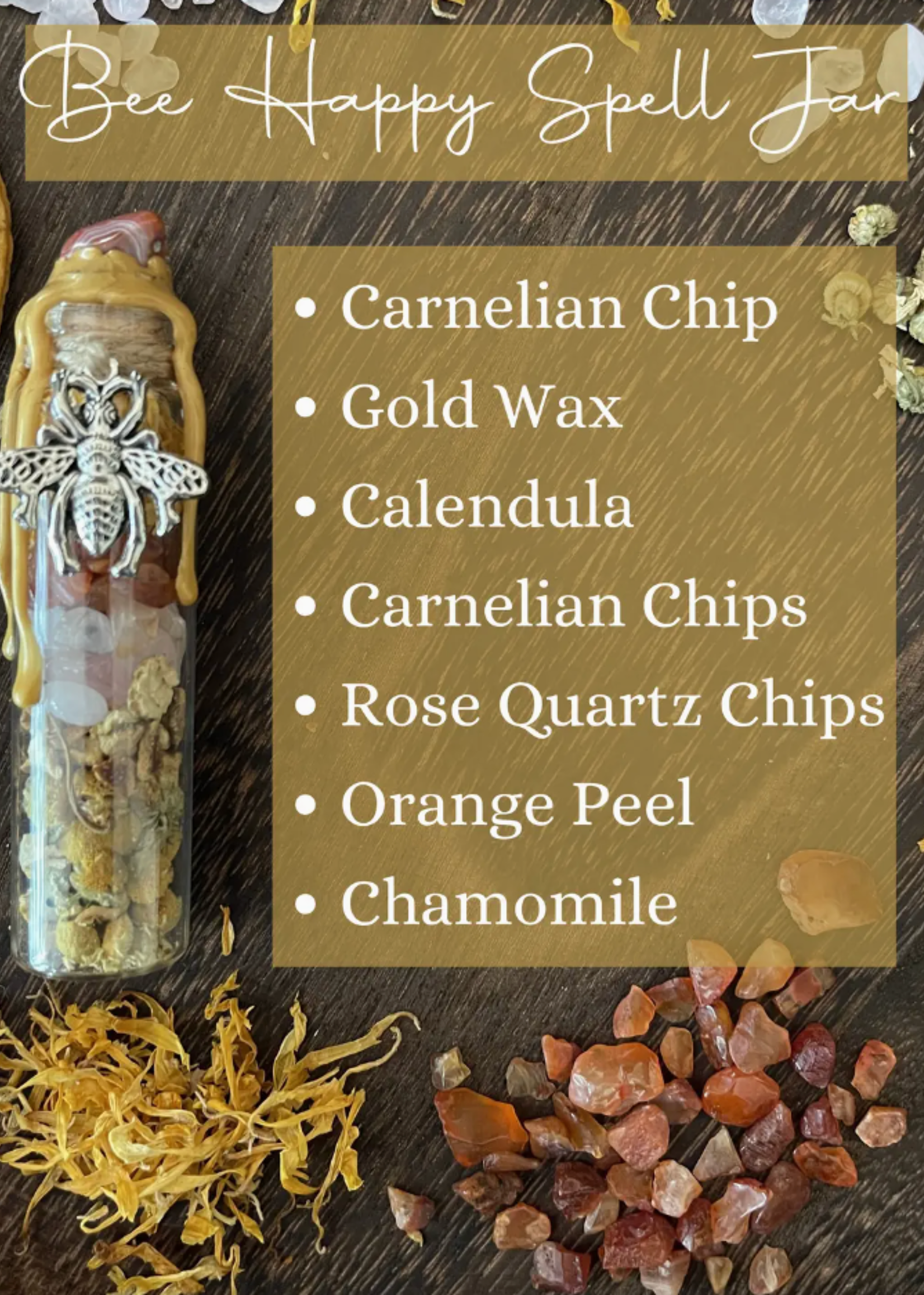 Bee Happy Spell Jar, Intention Jar, Witch's Spell Bottle