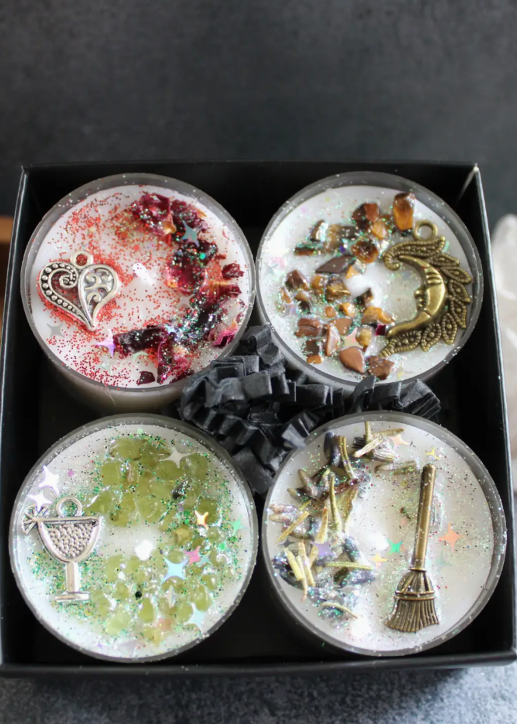 Practical Magic Tealight Crystal Candles, Ritual Candles